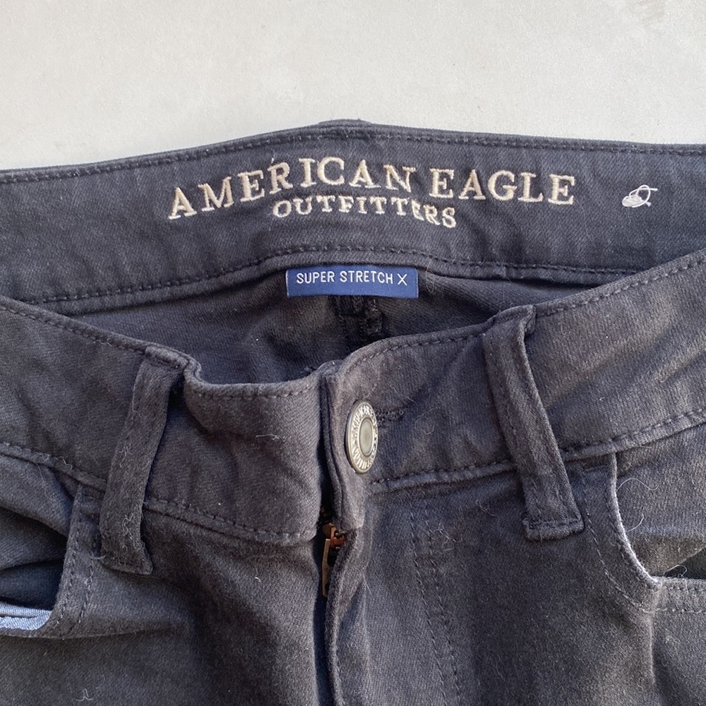 American Eagle Patched Super Stretch Jegging Black 6 - Picture 4 of 6